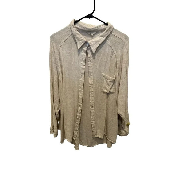 ee:some Men's Cream Long Sleeve Button Down Casual Shirt Size Large - Picture 1 of 5
